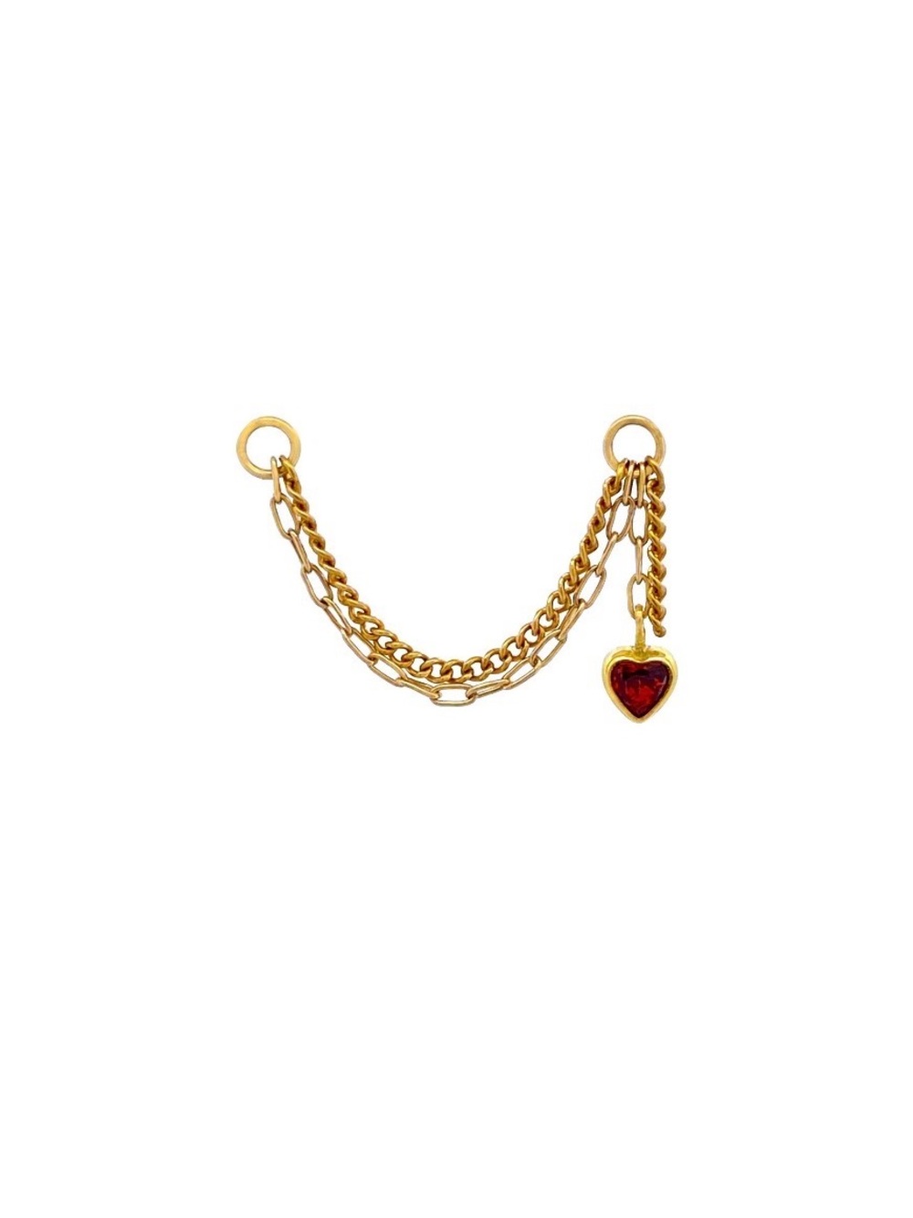 Gold Chain Connector with Red Heart Charm